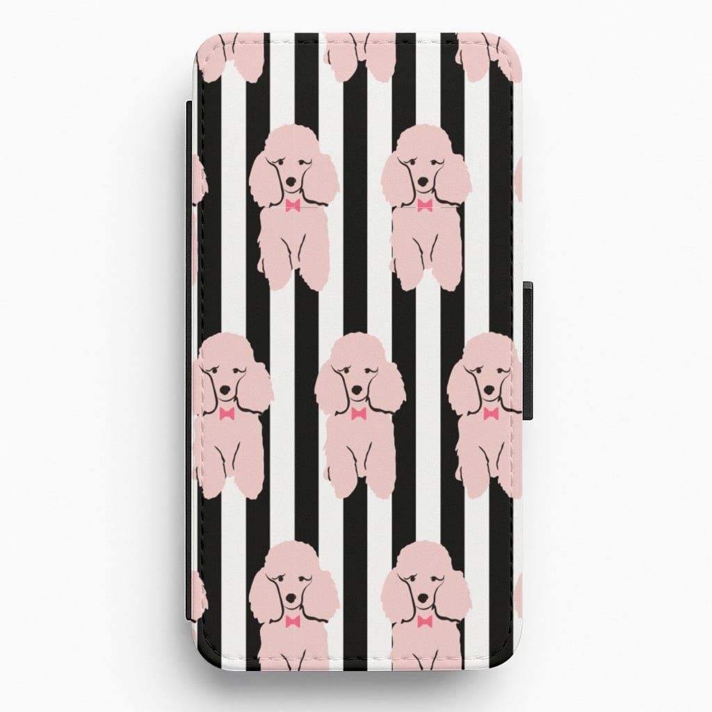 Striped Poodle - Dog Pattern Flip / Wallet Phone Case