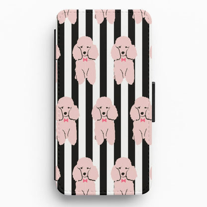 Striped Poodle - Dog Pattern Flip / Wallet Phone Case