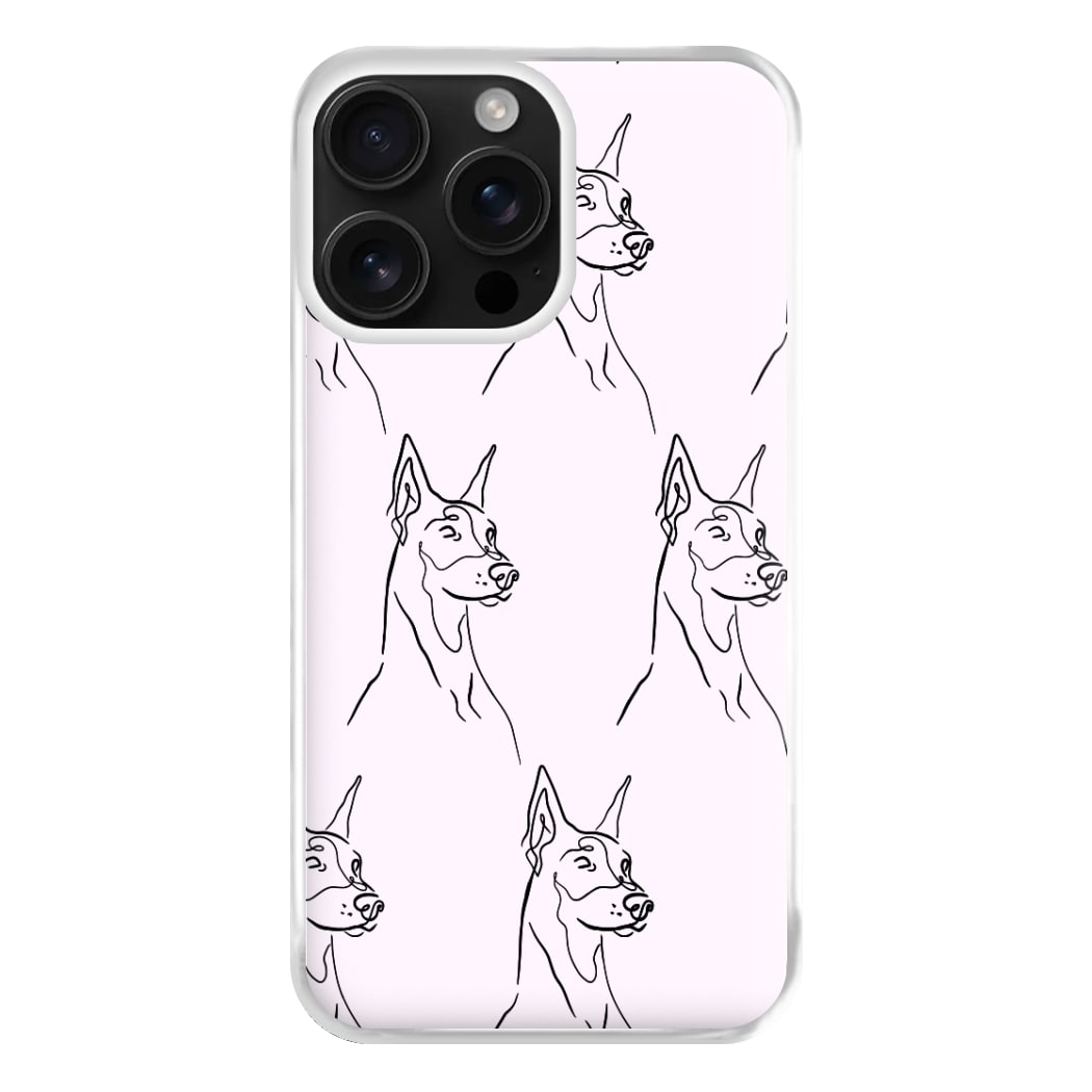 Dobermann Outline - Dog Pattern Phone Case for iPhone 16 Pro Max