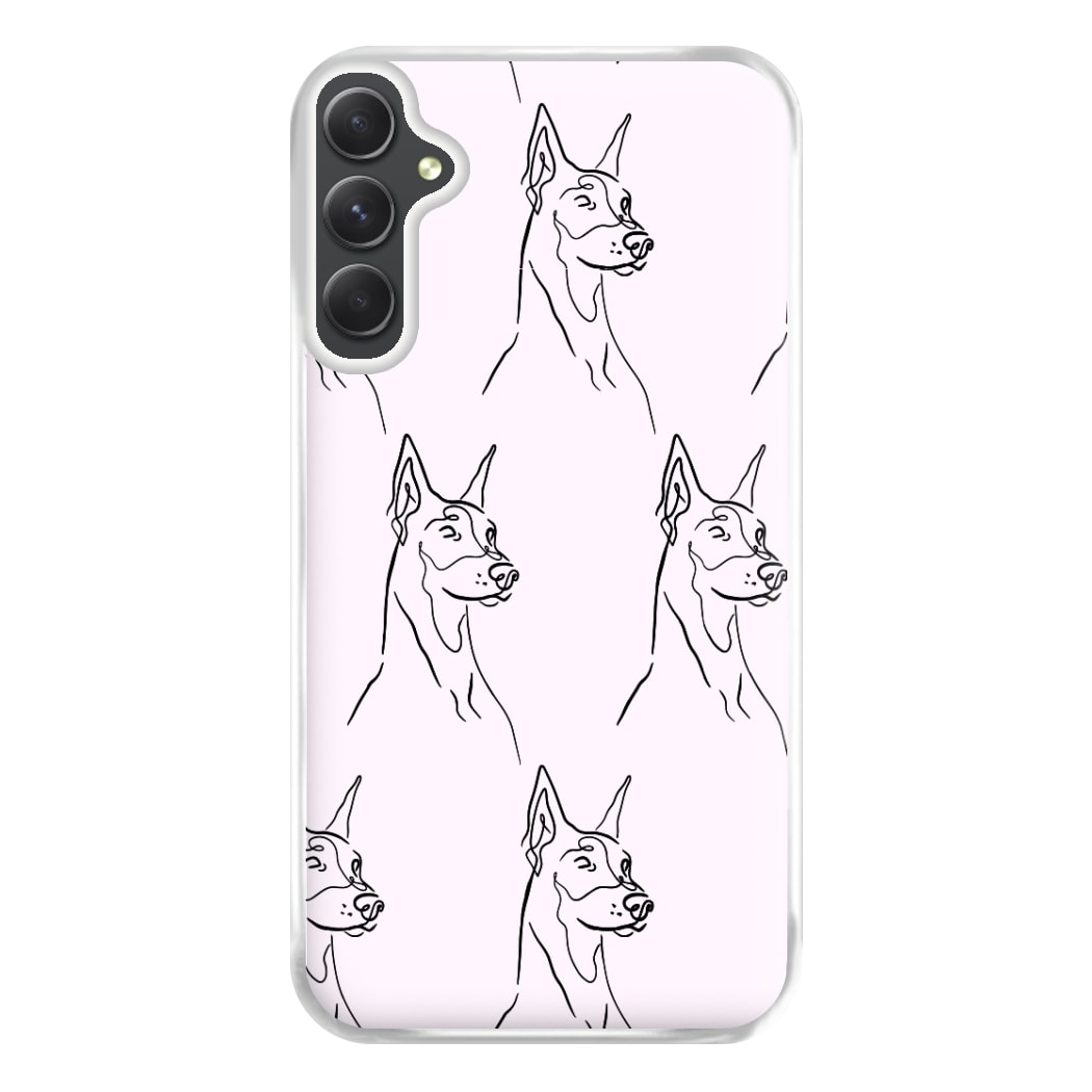 Dobermann Outline - Dog Pattern Phone Case for Galaxy A54