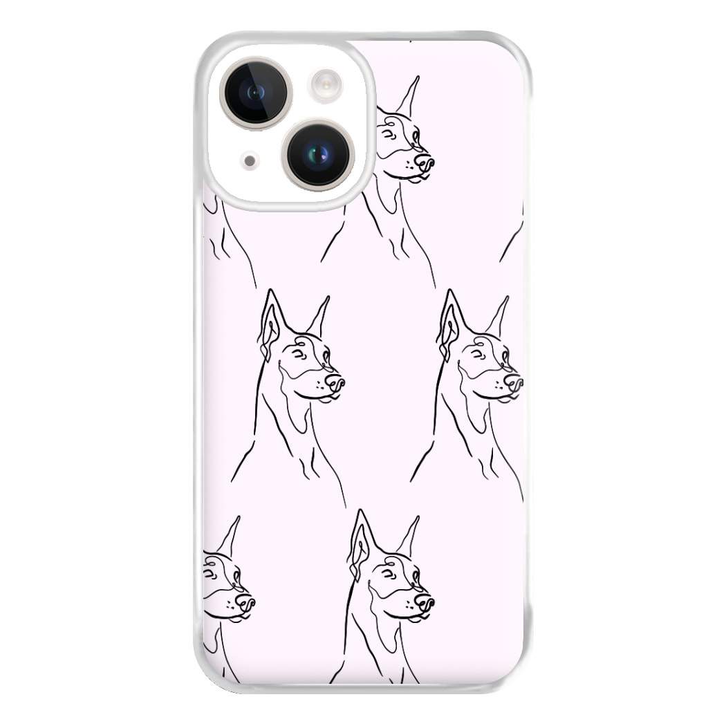 Dobermann Outline - Dog Pattern Phone Case for iPhone 14