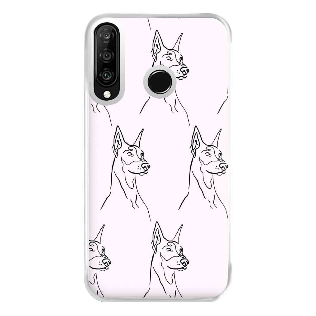 Dobermann Outline - Dog Pattern Phone Case for Huawei P30 Lite