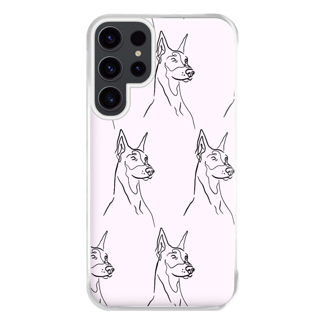 Dobermann Outline - Dog Pattern Phone Case for Galaxy S23 Ultra