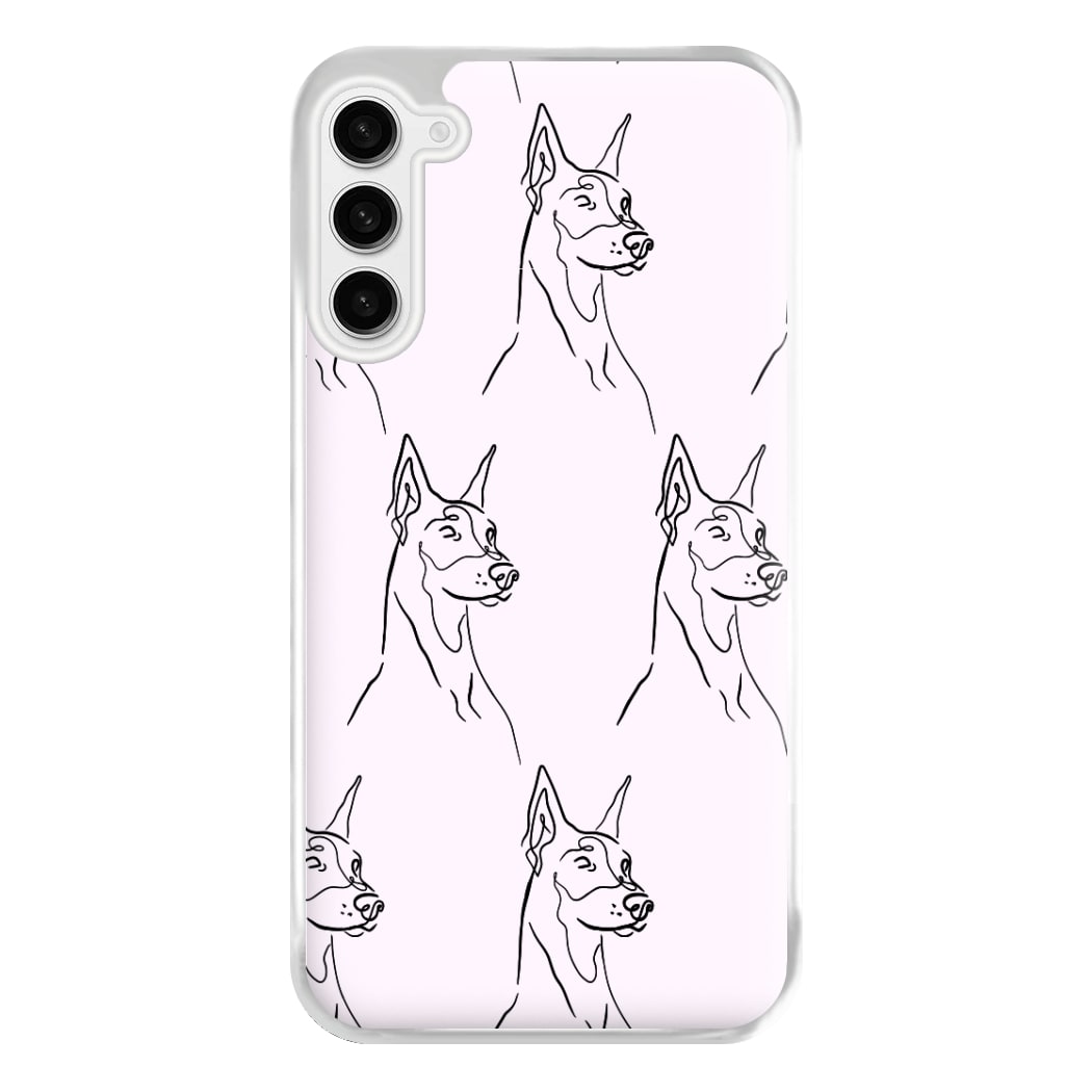 Dobermann Outline - Dog Pattern Phone Case for Galaxy S23FE