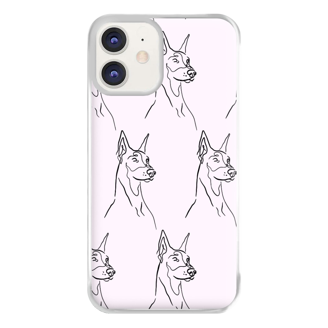 Dobermann Outline - Dog Pattern Phone Case for iPhone 12 / 12 Pro