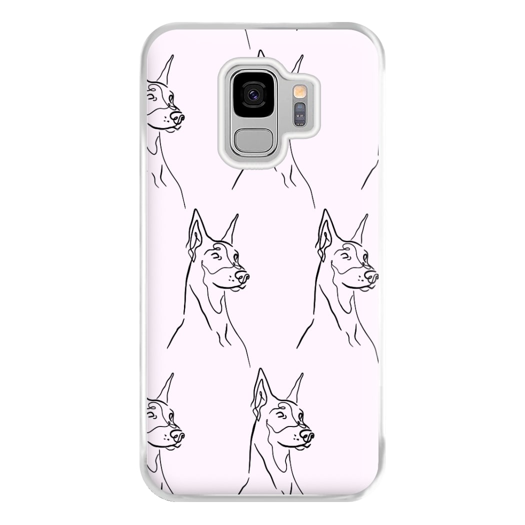 Dobermann Outline - Dog Pattern Phone Case for Galaxy S9 Plus