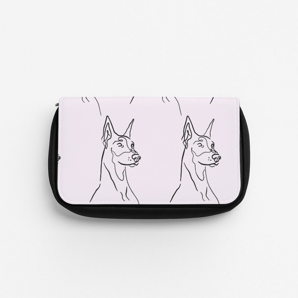 Dobermann Outline - Dog Pattern Pencil Case