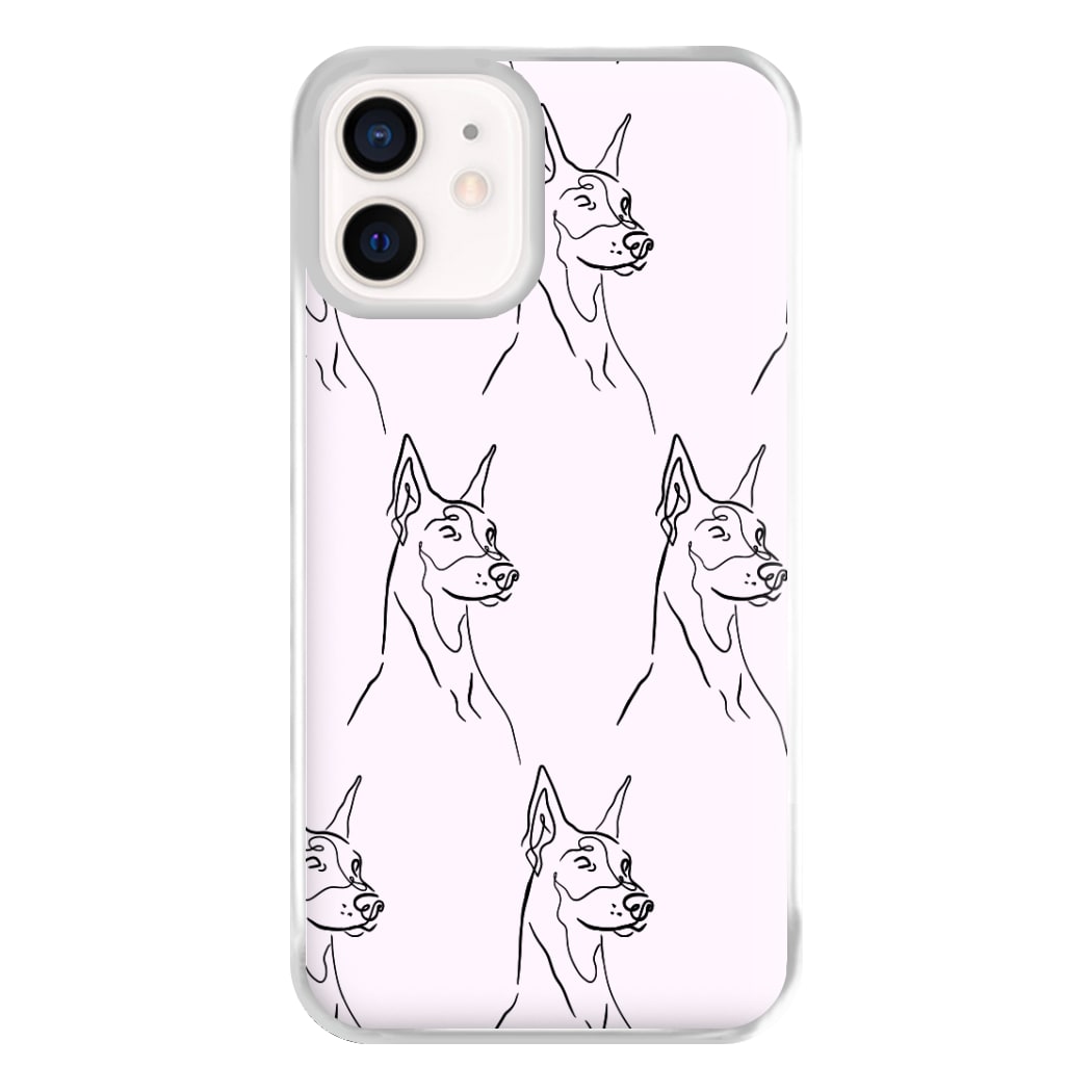 Dobermann Outline - Dog Pattern Phone Case for iPhone 13 Mini