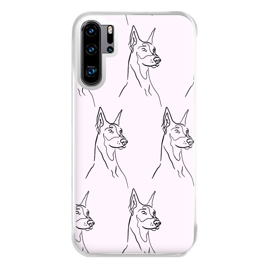 Dobermann Outline - Dog Pattern Phone Case for Huawei P30 Pro