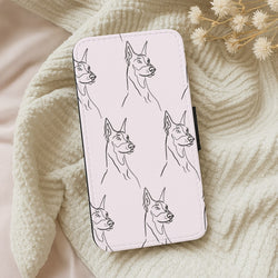 Dobermann Outline - Dog Pattern Wallet Phone Case