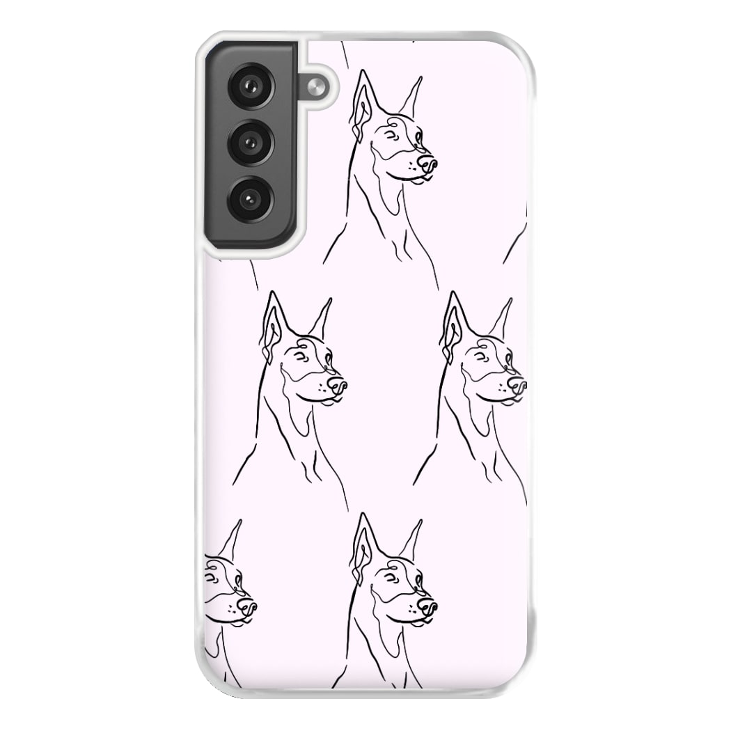 Dobermann Outline - Dog Pattern Phone Case for Galaxy S21FE