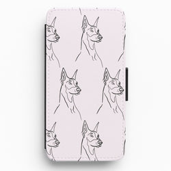 Dobermann Outline - Dog Pattern Flip / Wallet Phone Case