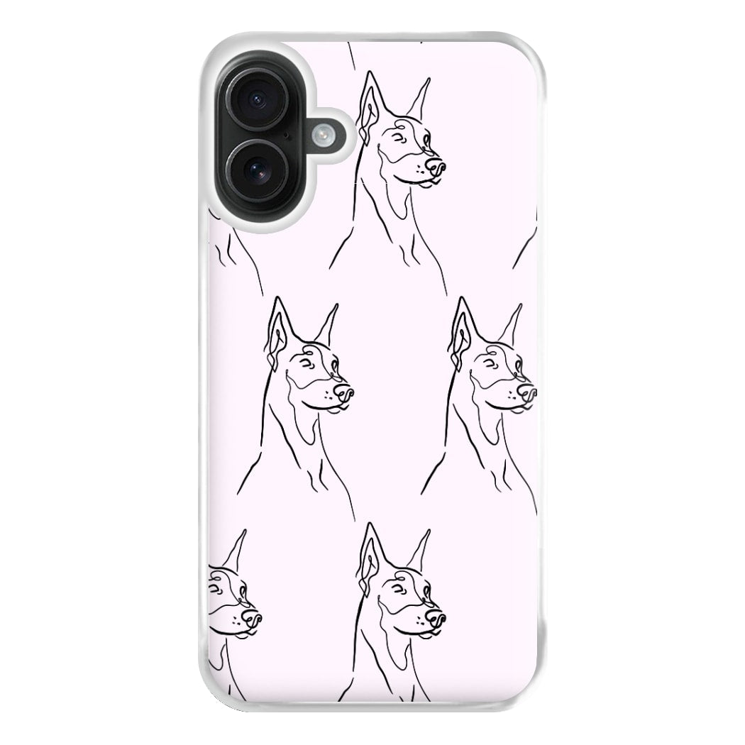 Dobermann Outline - Dog Pattern Phone Case for iPhone 16 Plus