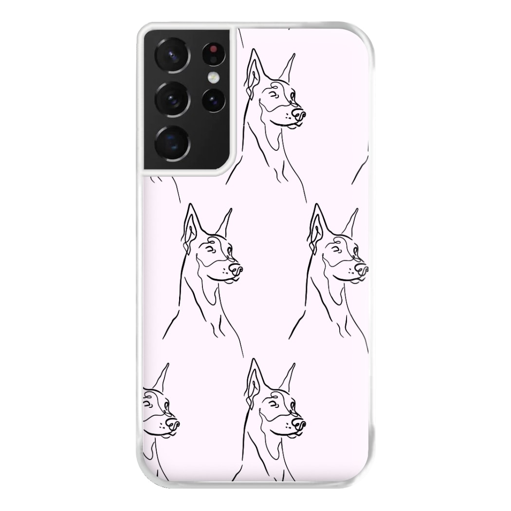 Dobermann Outline - Dog Pattern Phone Case for Galaxy S21 Ultra