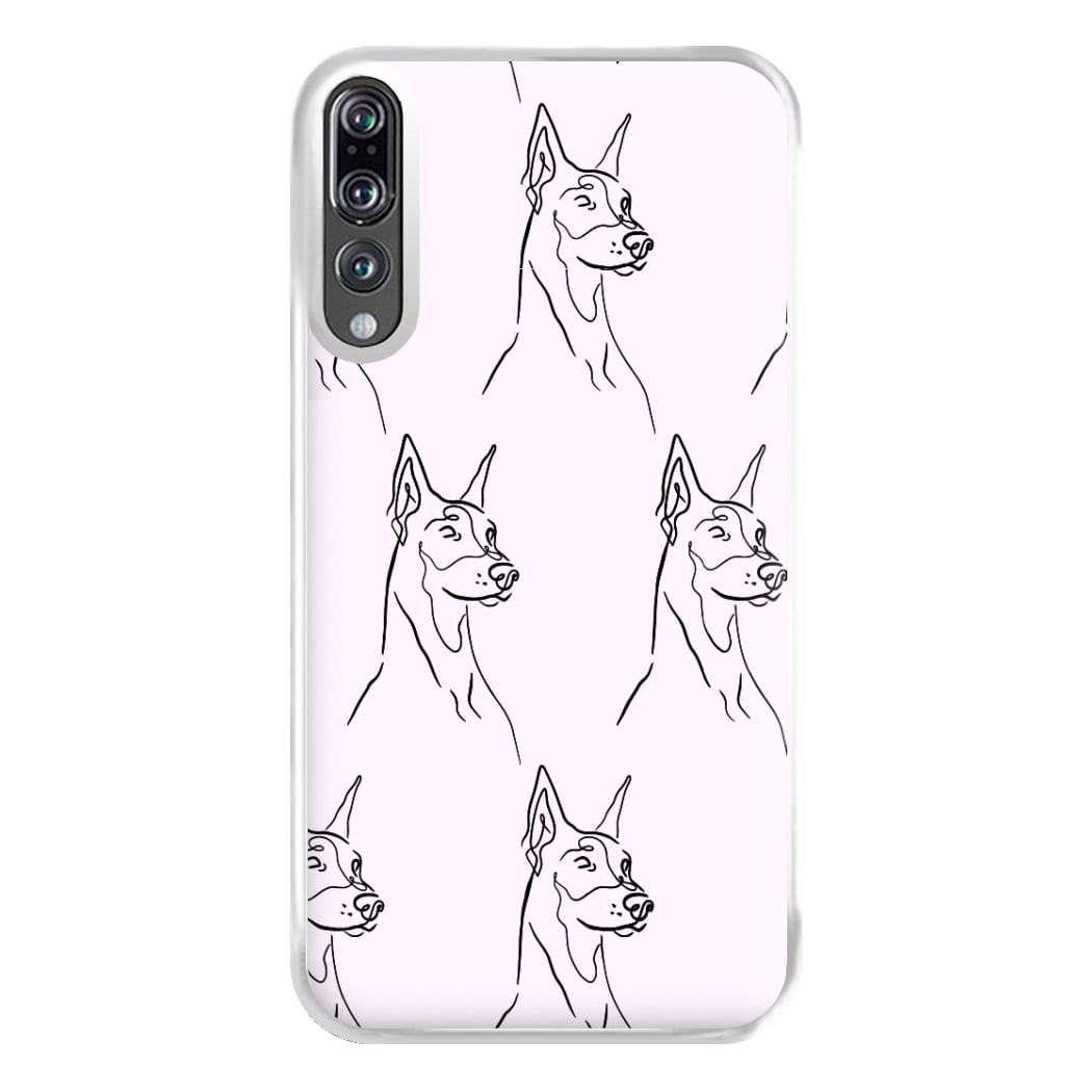 Dobermann Outline - Dog Pattern Phone Case for Huawei P20 Pro