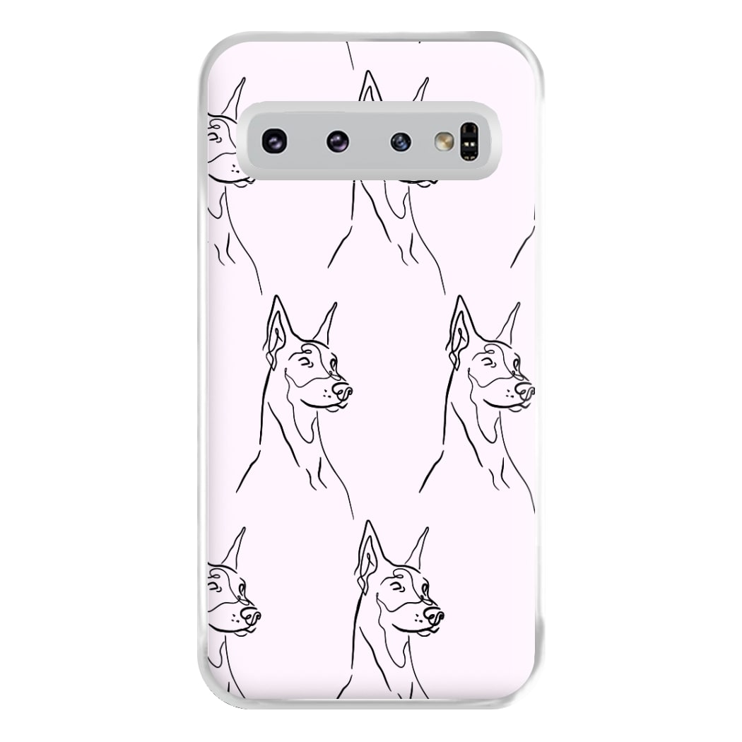 Dobermann Outline - Dog Pattern Phone Case for Galaxy S10 Plus