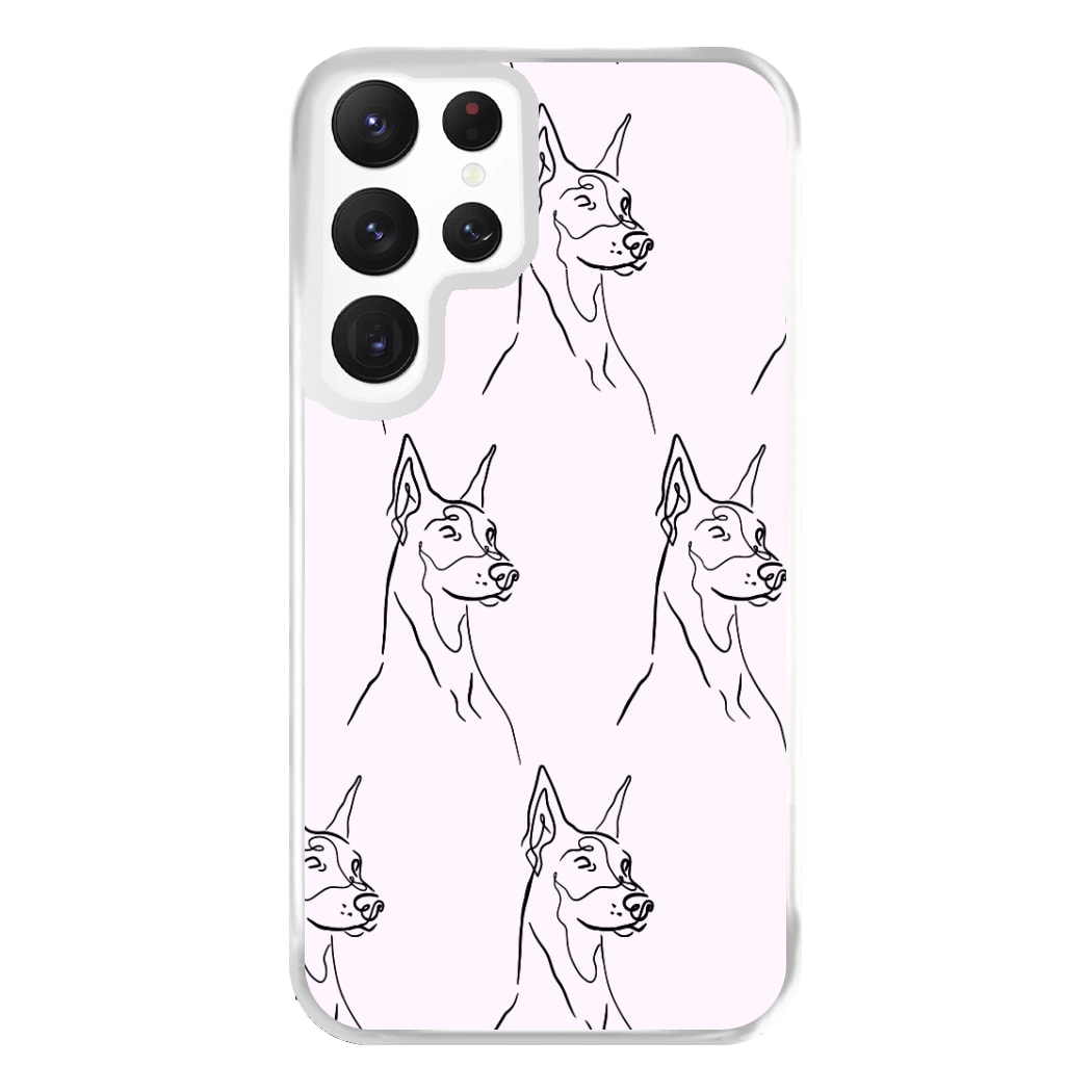 Dobermann Outline - Dog Pattern Phone Case for Galaxy S22 Ultra