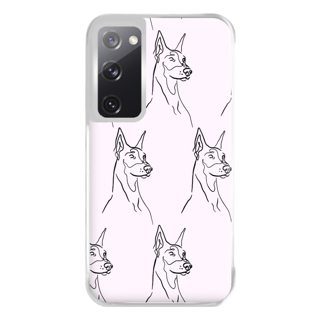 Dobermann Outline - Dog Pattern Phone Case for Galaxy S20FE