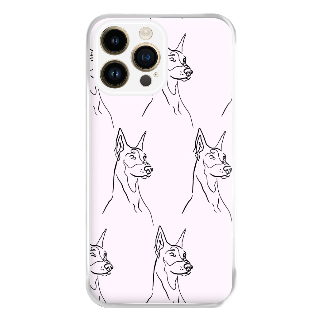 Dobermann Outline - Dog Pattern Phone Case for iPhone 14 Pro Max