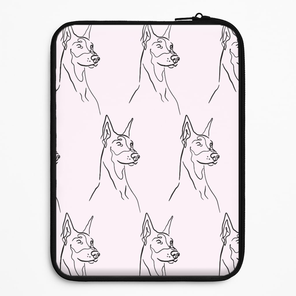 Dobermann Outline - Dog Pattern Laptop Sleeve