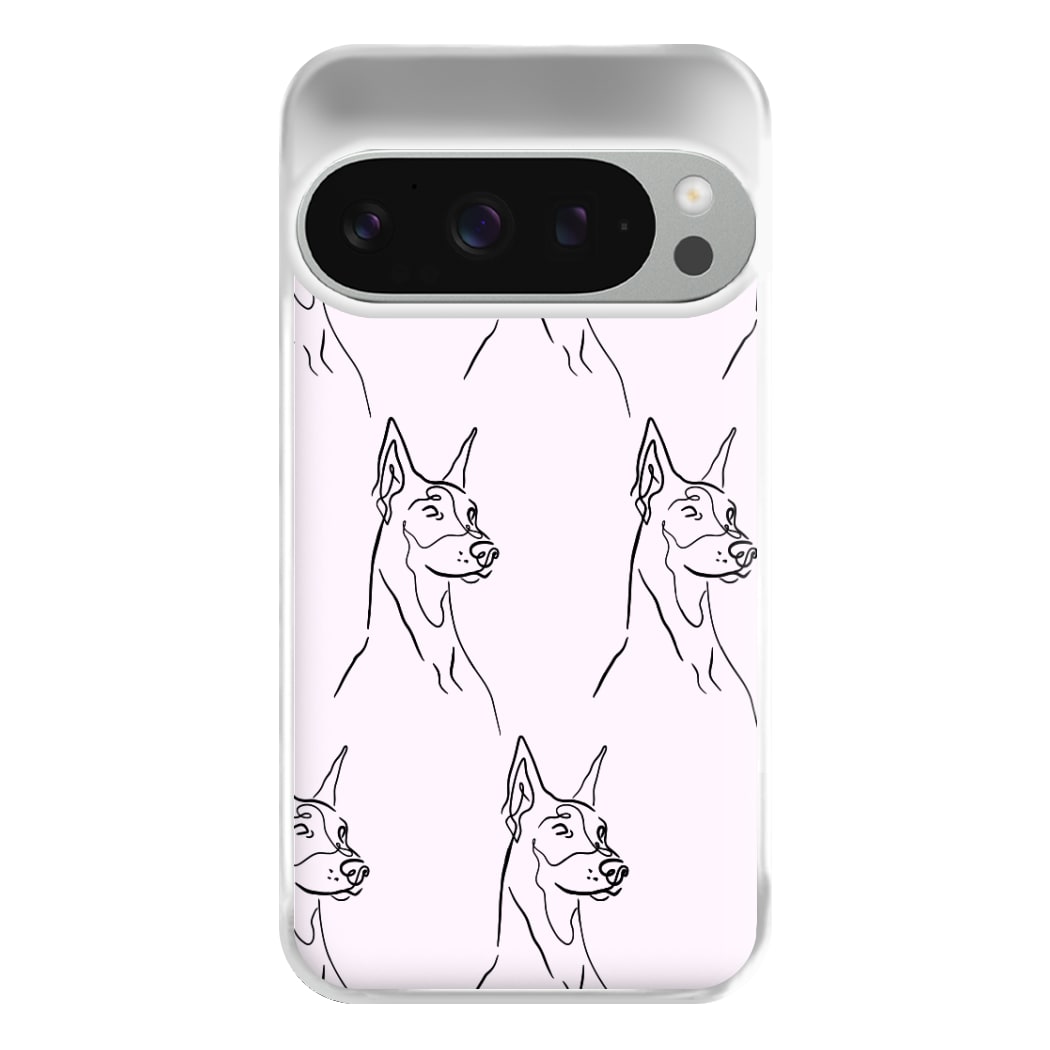 Dobermann Outline - Dog Pattern Phone Case for Google Pixel 9 Pro XL