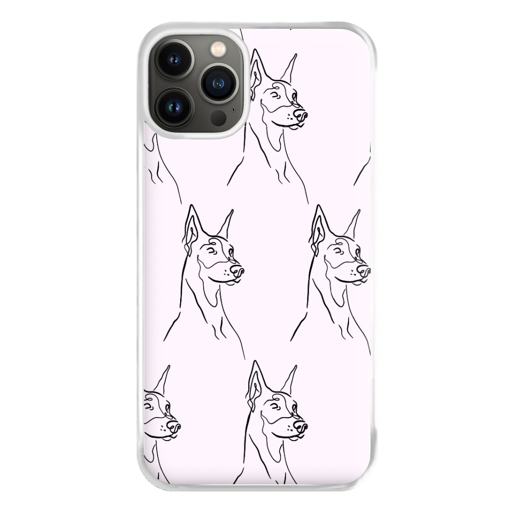 Dobermann Outline - Dog Pattern Phone Case for iPhone 13