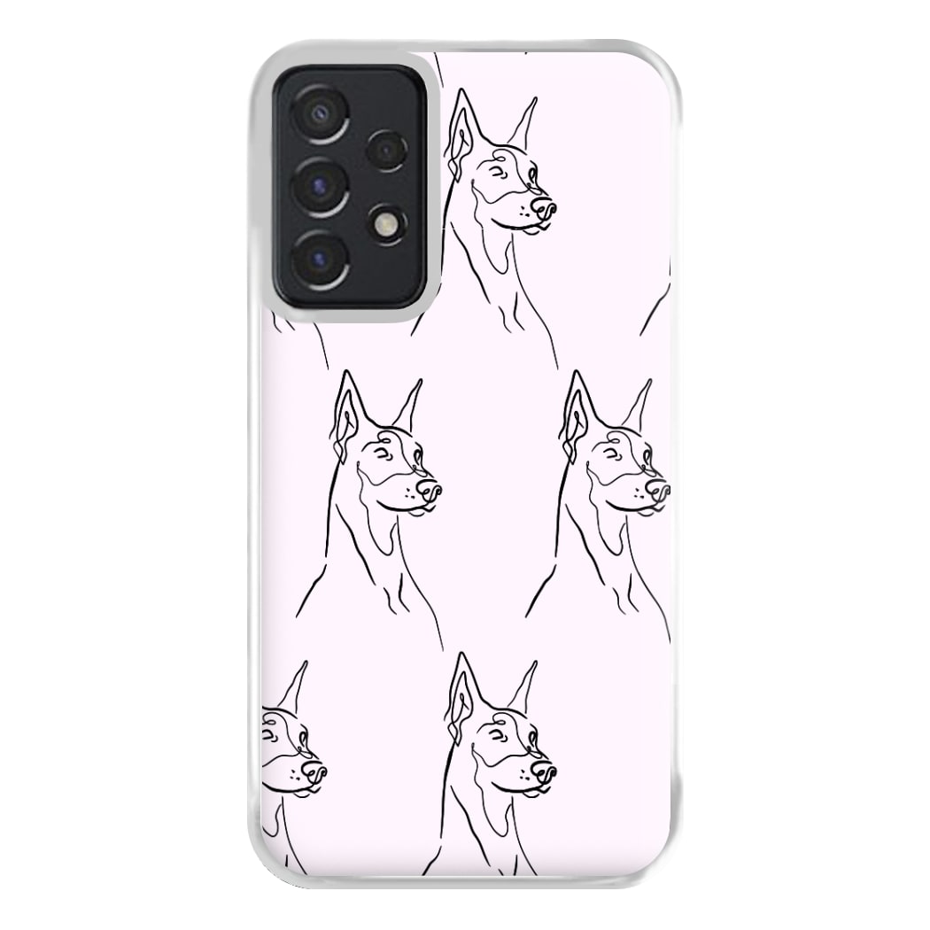 Dobermann Outline - Dog Pattern Phone Case for Galaxy A52 / A52s