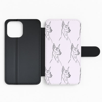 Dobermann Outline - Dog Pattern Flip Phone Case