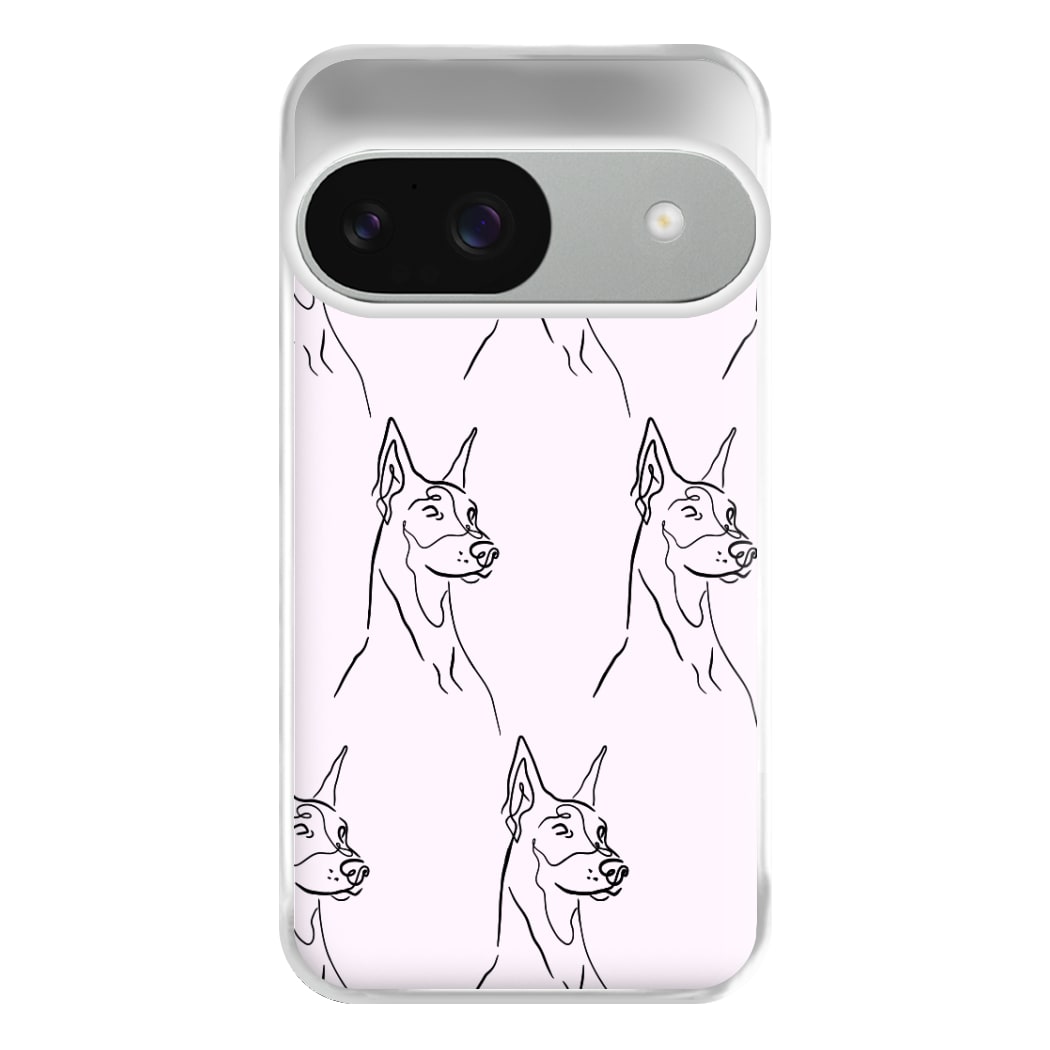 Dobermann Outline - Dog Pattern Phone Case for Google Pixel 9 / 9 Pro