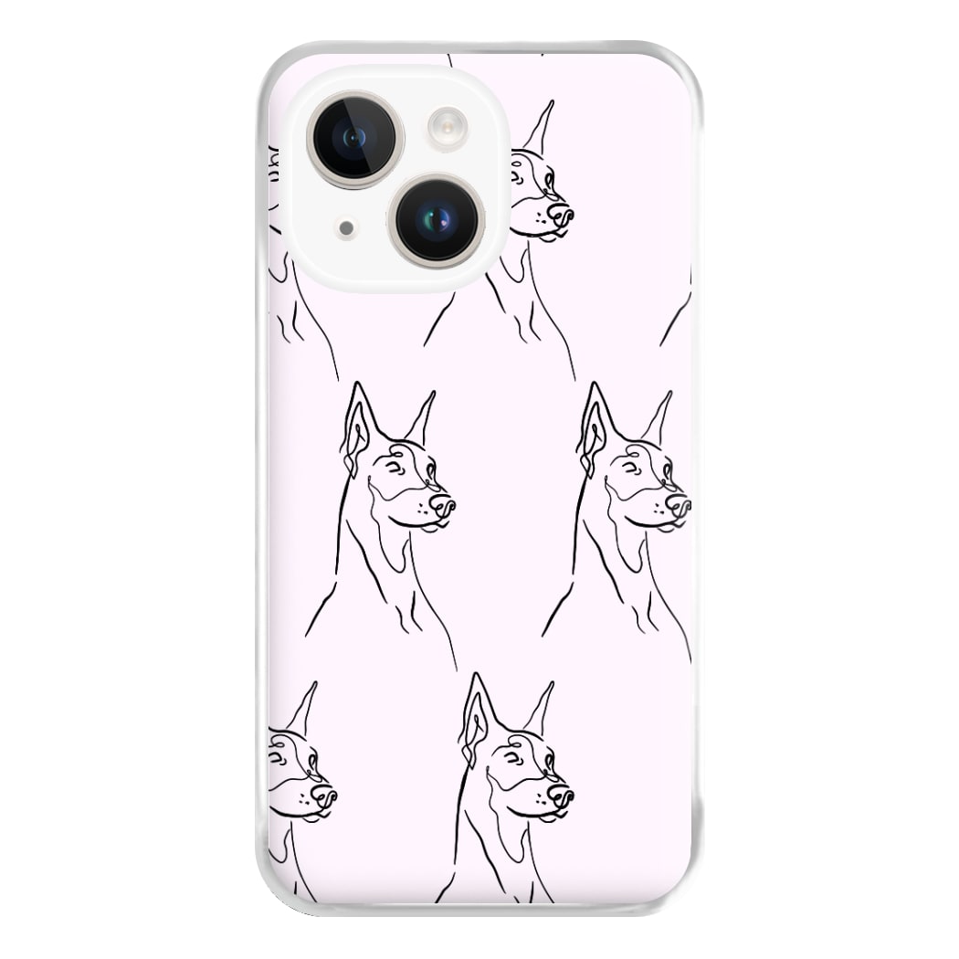 Dobermann Outline - Dog Pattern Phone Case for iPhone 14 Plus