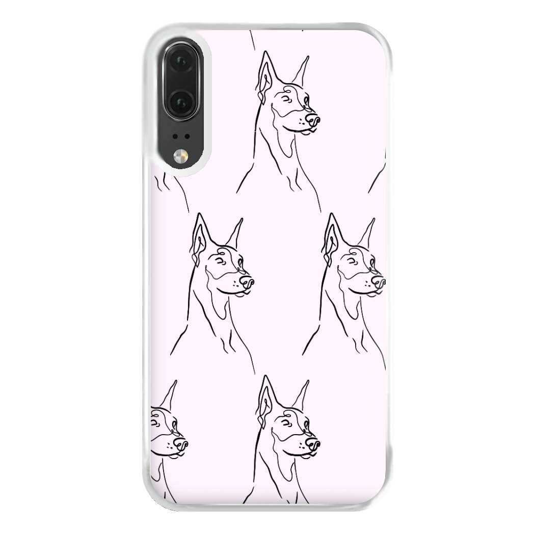 Dobermann Outline - Dog Pattern Phone Case for Huawei P20