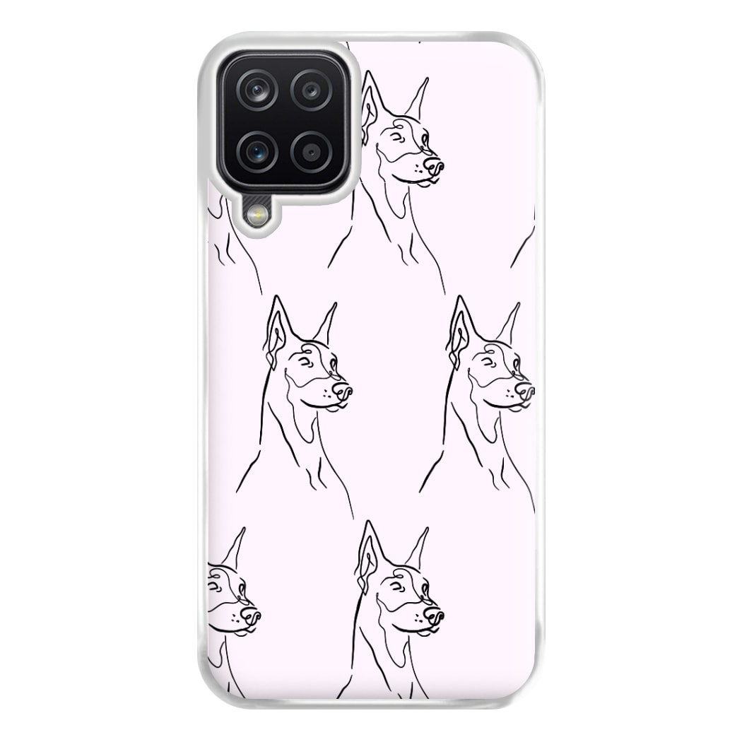 Dobermann Outline - Dog Pattern Phone Case for Galaxy A12