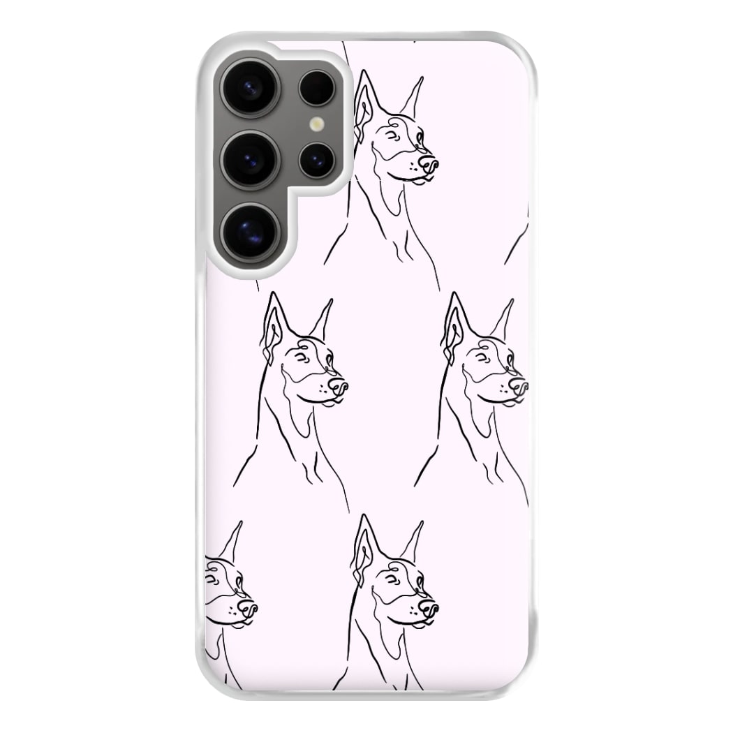 Dobermann Outline - Dog Pattern Phone Case for Galaxy S24 Ultra