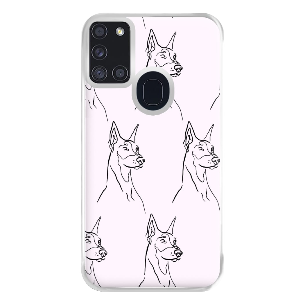 Dobermann Outline - Dog Pattern Phone Case for Galaxy A21s