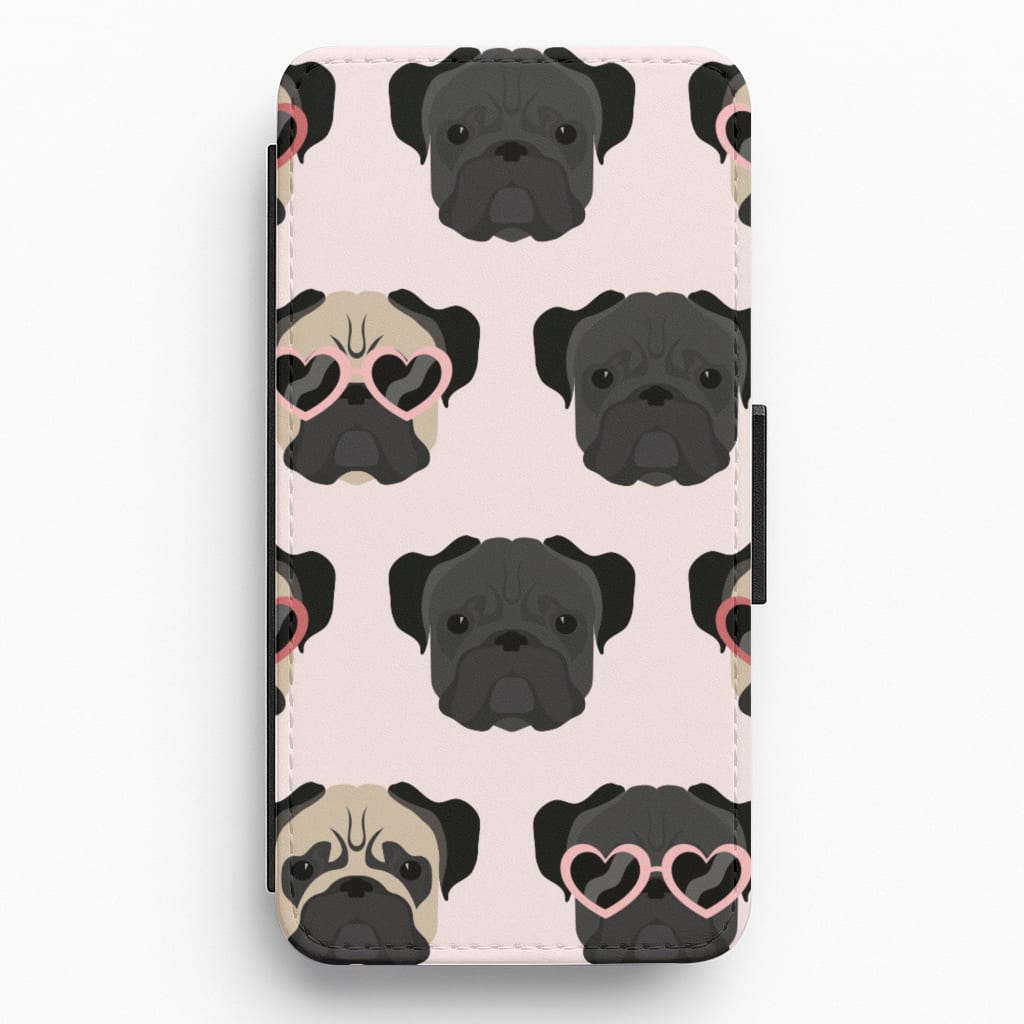 Sunny Pug Life - Dog Pattern Flip / Wallet Phone Case