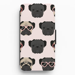 Sunny Pug Life - Dog Pattern Flip / Wallet Phone Case