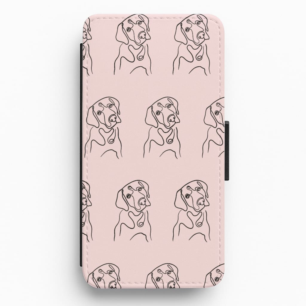 Labrador Outline - Dog Pattern Flip / Wallet Phone Case