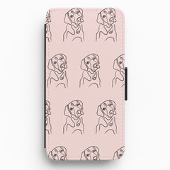 Labrador Outline - Dog Pattern Flip / Wallet Phone Case