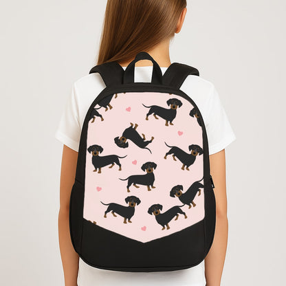 Heart Dachshund - Dog Pattern Large School Bag