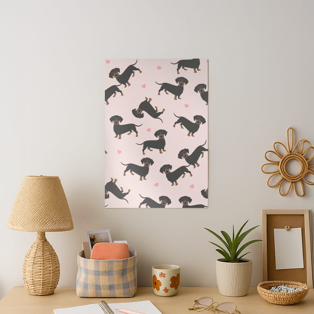 Heart Dachshund - Dog Pattern Art Print