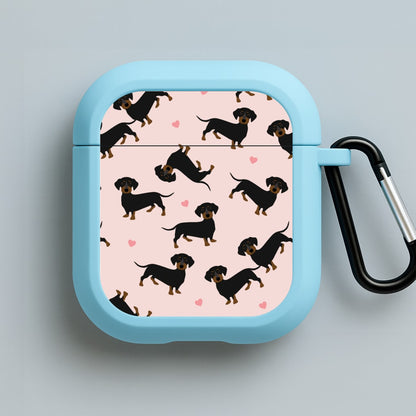 Heart Dachshund - Dog Pattern Blue AirPods Case