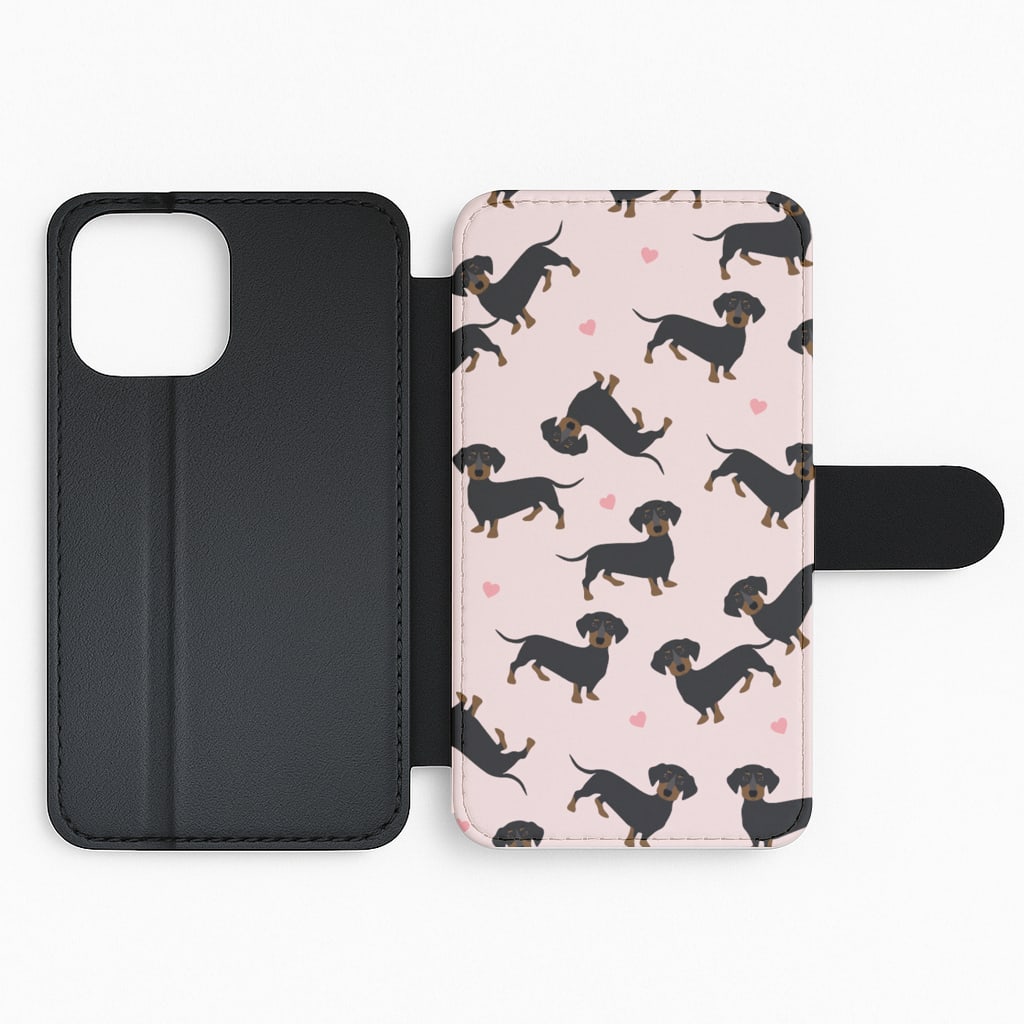 Heart Dachshund - Dog Pattern Flip Phone Case