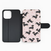 Heart Dachshund - Dog Pattern Flip / Wallet Phone Case 2