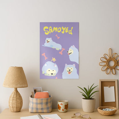 Samoyed - Dog Patterns Art Print