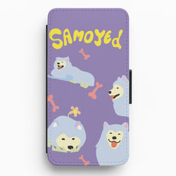 Samoyed - Dog Patterns Flip / Wallet Phone Case