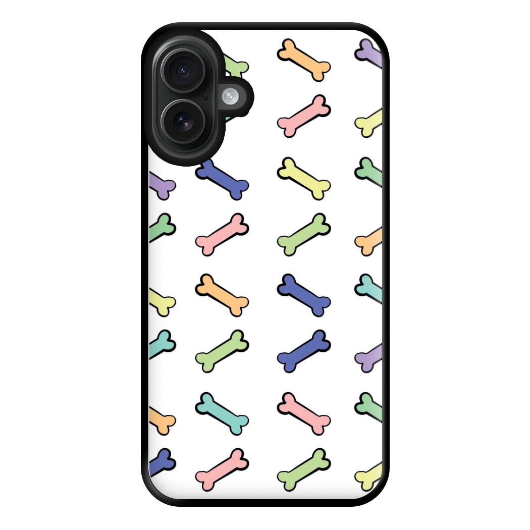 Multi colour bones - Dog Patterns Phone Case for iPhone 16 Plus