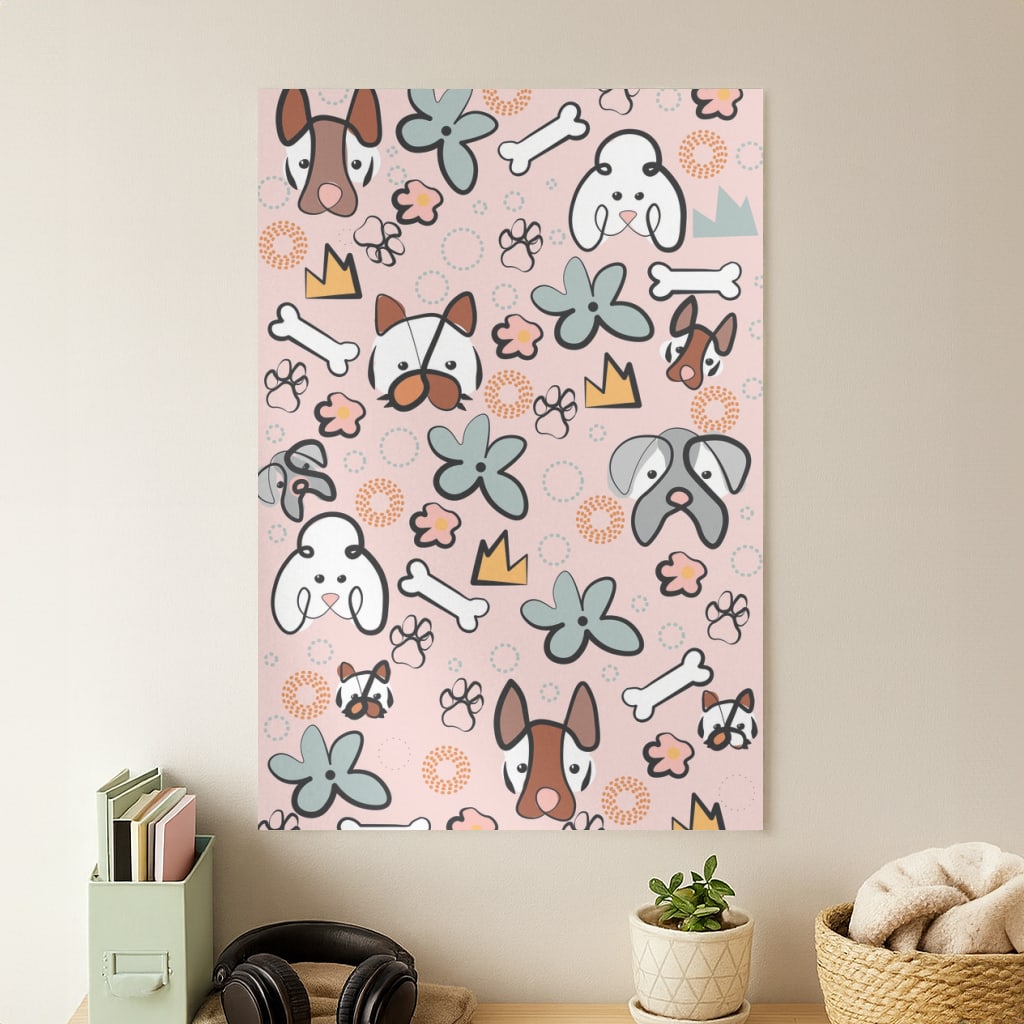 Bones and dogs - Dog Patterns Poster