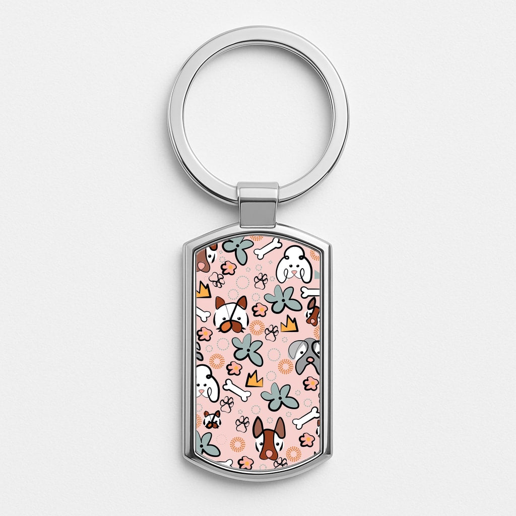 Bones and dogs - Dog Patterns Luxury Keyring
