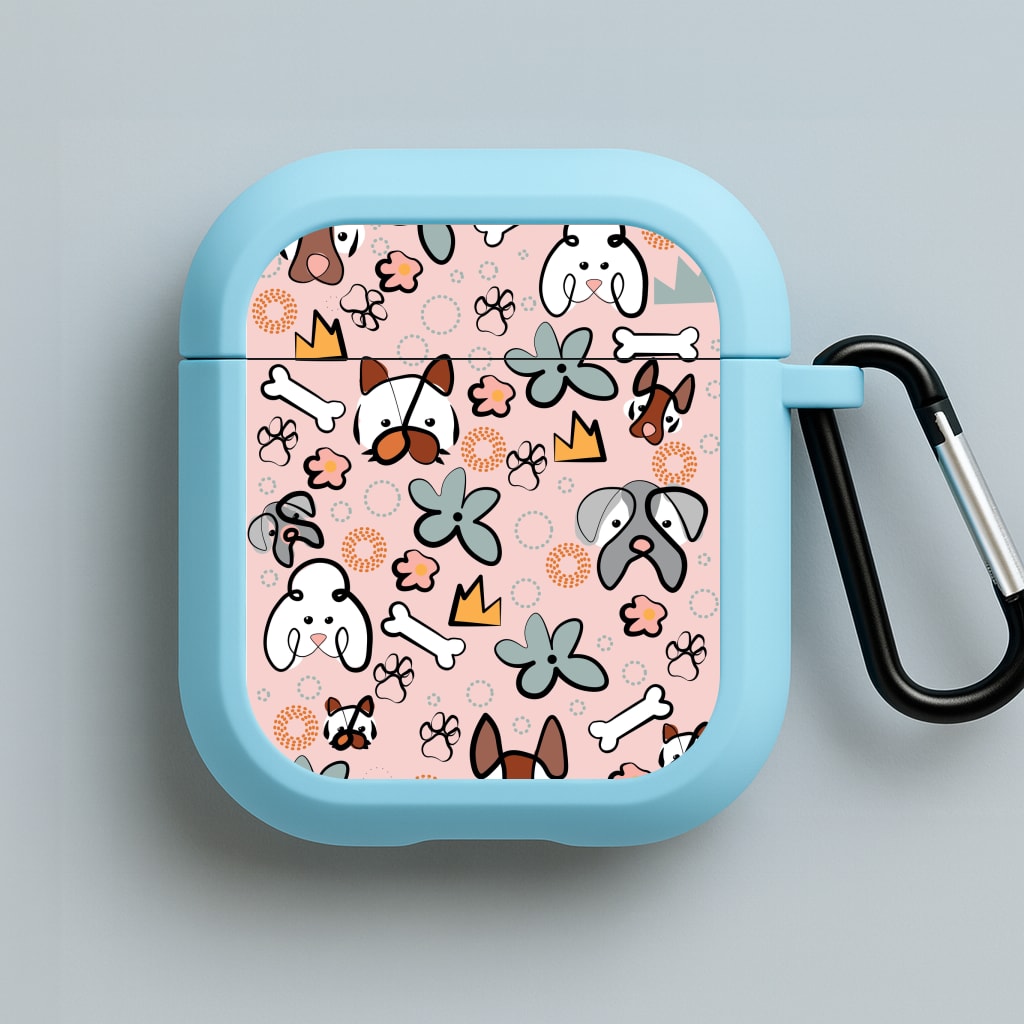 Bones and dogs - Dog Patterns Blue AirPods Case