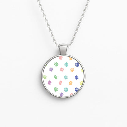 Coloured patterns - Dog Patterns Circle Necklace